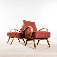 1950’s Jaroslav Šmídek Original Armchairs In A Rust Boucle Fabric