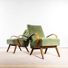 1950’s Jaroslav Šmídek Original Armchairs In A Tufted Forest Jacquard – Sprung S