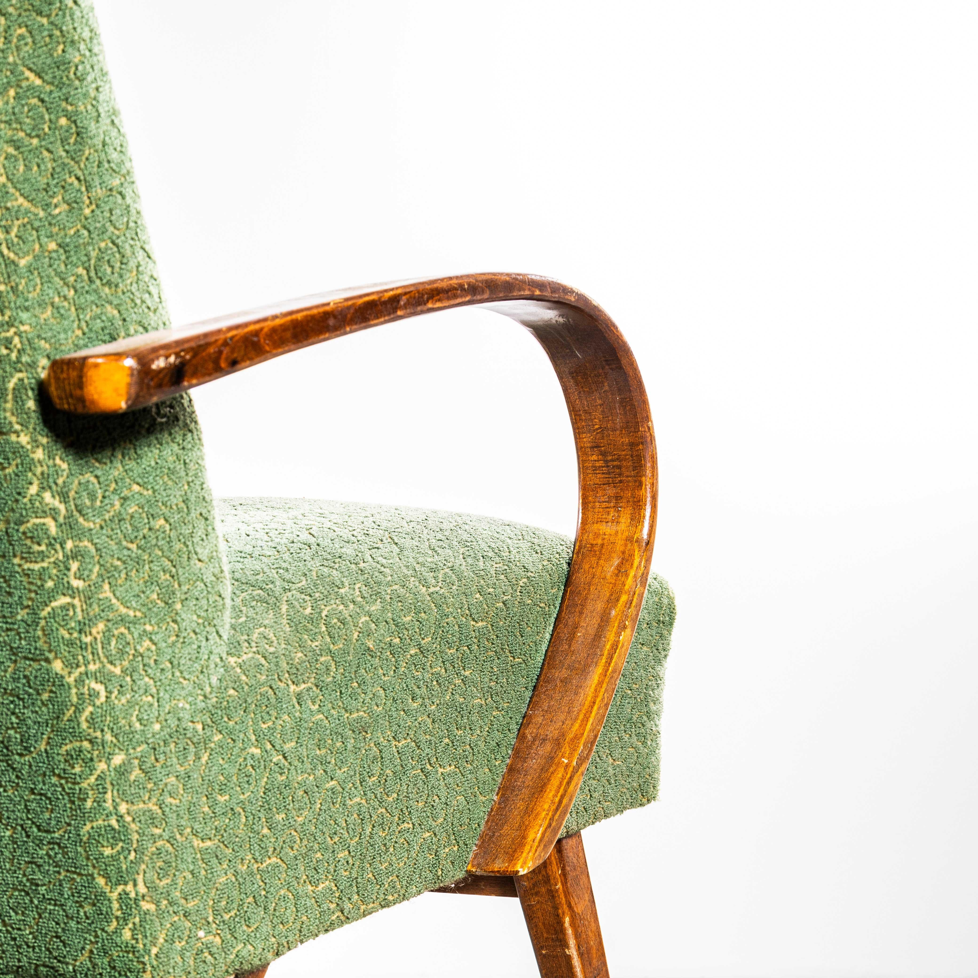 1950er Jahre Jaroslav Šmídek Original Sessel in getuftetem Waldjacquard - gefedert S im Angebot 3