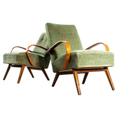 Poltrone originali Jaroslav Šmídek degli anni '50 in Jacquard Foresta - Molleggiato S