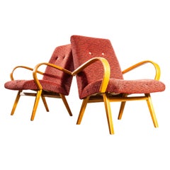 1950er Jahre Jaroslav Šmídek Original Sessel mit getuftetem orangem Jacquard - Standard