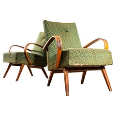 Poltrone originali Jaroslav Šmídek degli anni '50 in jacquard a coste Chevron - Seduta molleggiata