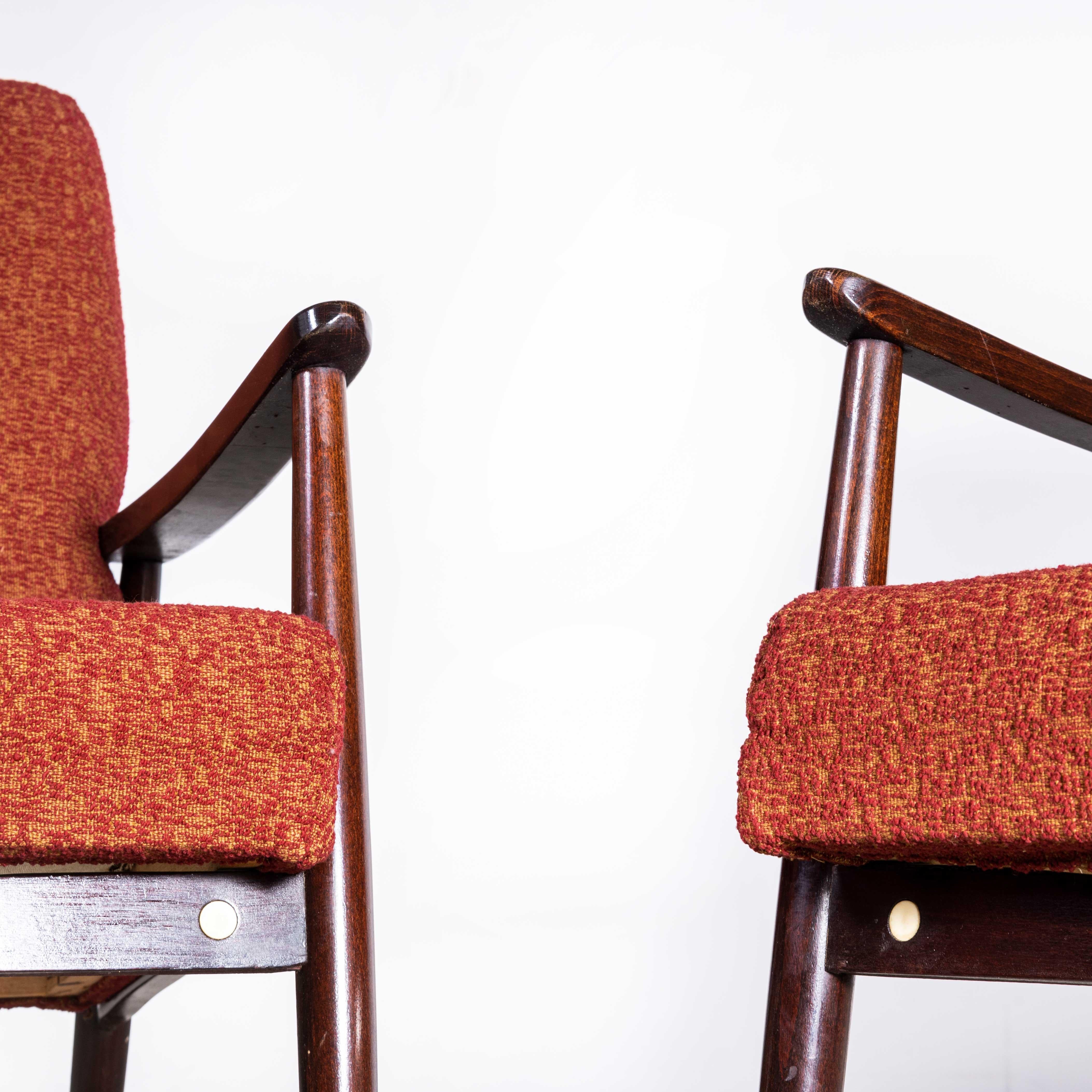 1950s Jaroslav Smidek Original Armchairs - Pair in Deep Red For Sale 5