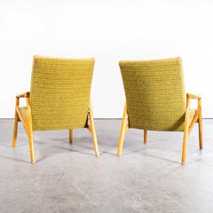 1950s Jaroslav Smidek Original Armchairs Pair in Lime Green