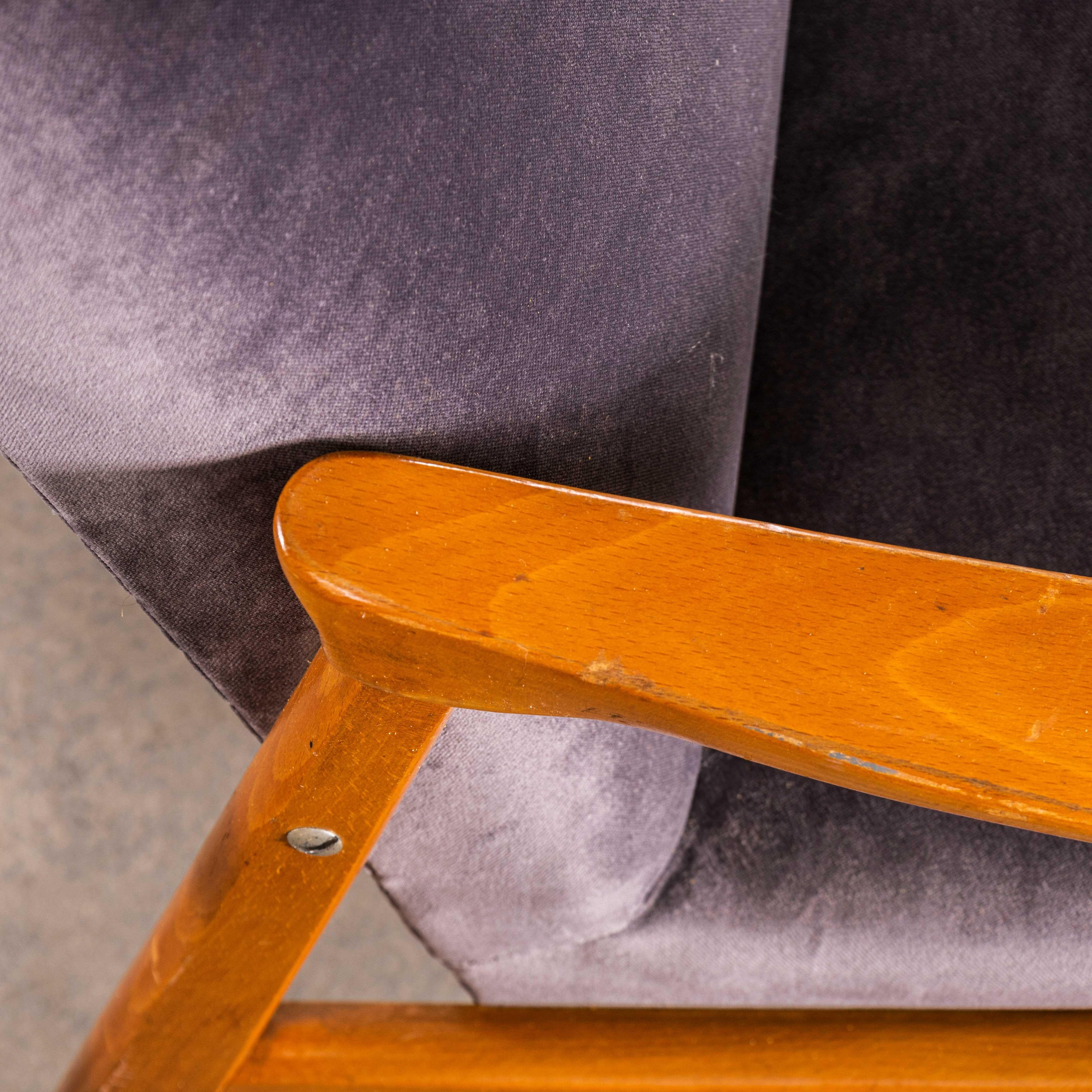 Sillones retapizados originales Jaroslav Smidek de los años 50 - Terciopelo de algodón gris Wi en venta 3