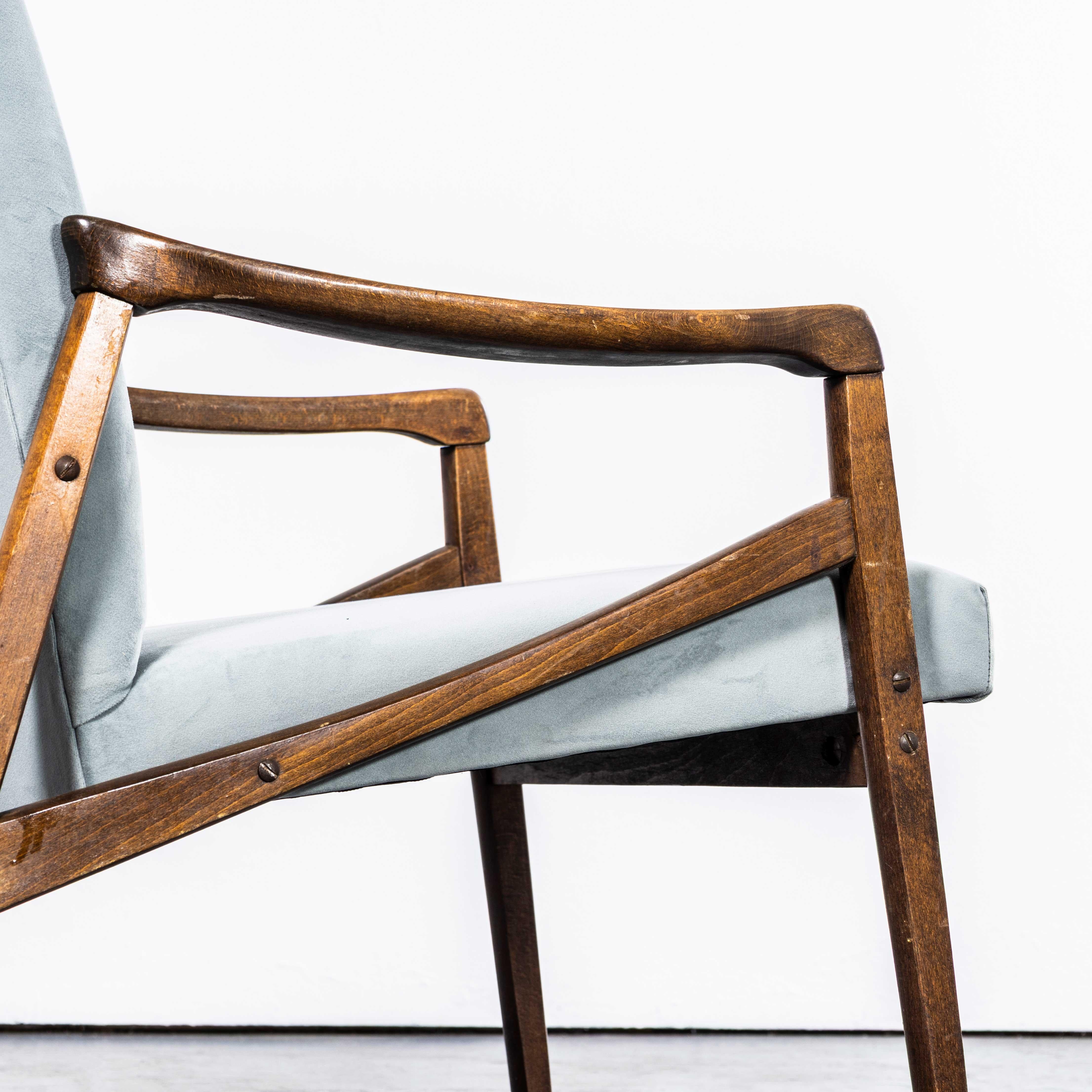 Sillones Retapizados Originales Jaroslav Smidek de 1950 en Azul Huevo de Pato - Pareja Checo en venta