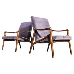 1950’s Jaroslav Smidek Original Re-Upholstered Armchairs In Grey Cotton Velvet
