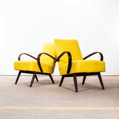 1950er Jahre Jaroslav Smidek Original wieder gepolsterte Sessel in Senf