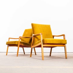 1950’s Jaroslav Smidek Original Re-Upholstered Armchairs In Mustard