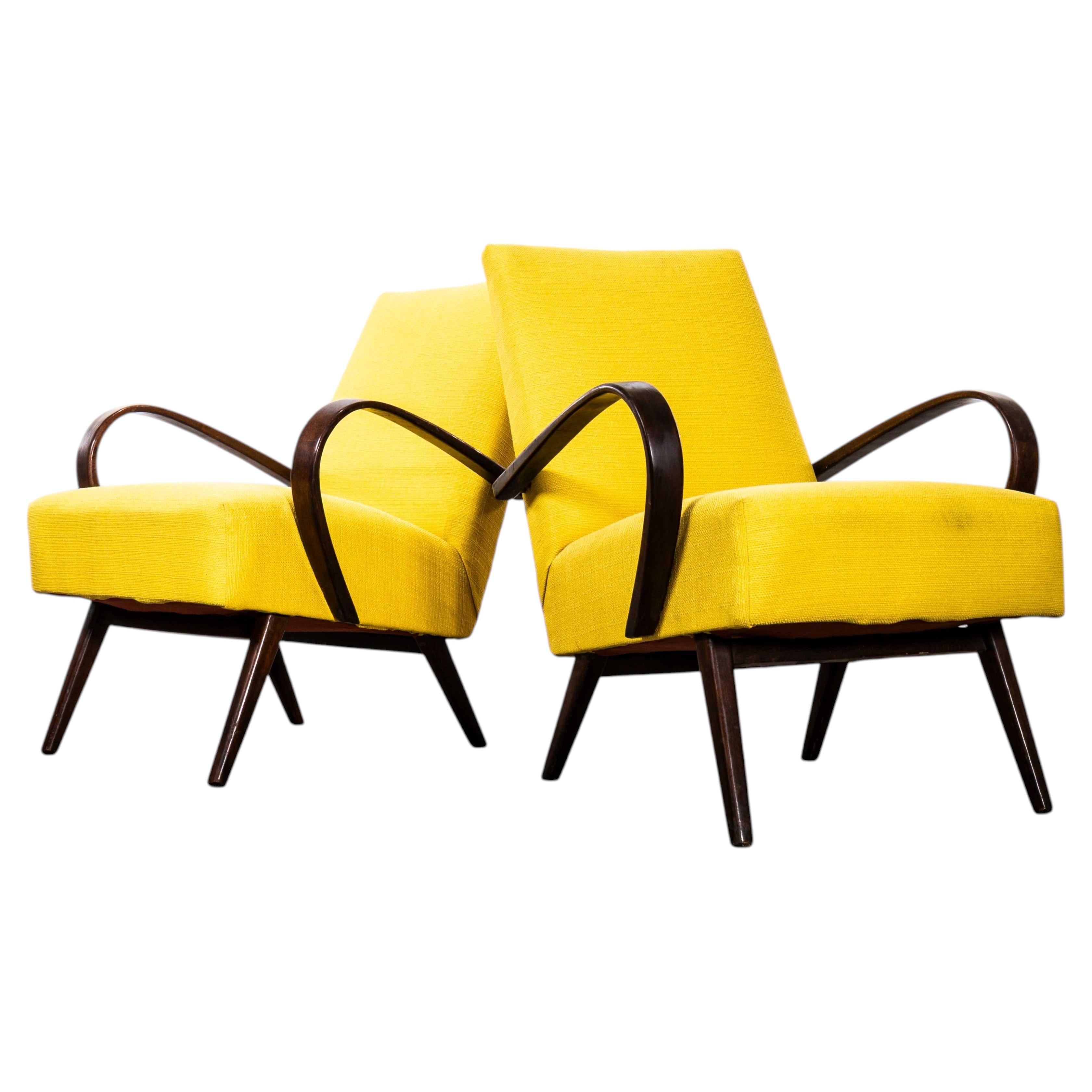 1950’s Jaroslav Smidek Original Re-Upholstered Armchairs In Mustard