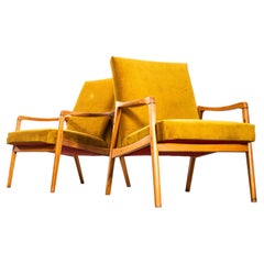 1950’s Jaroslav Smidek Original Re-Upholstered Armchairs In Mustard