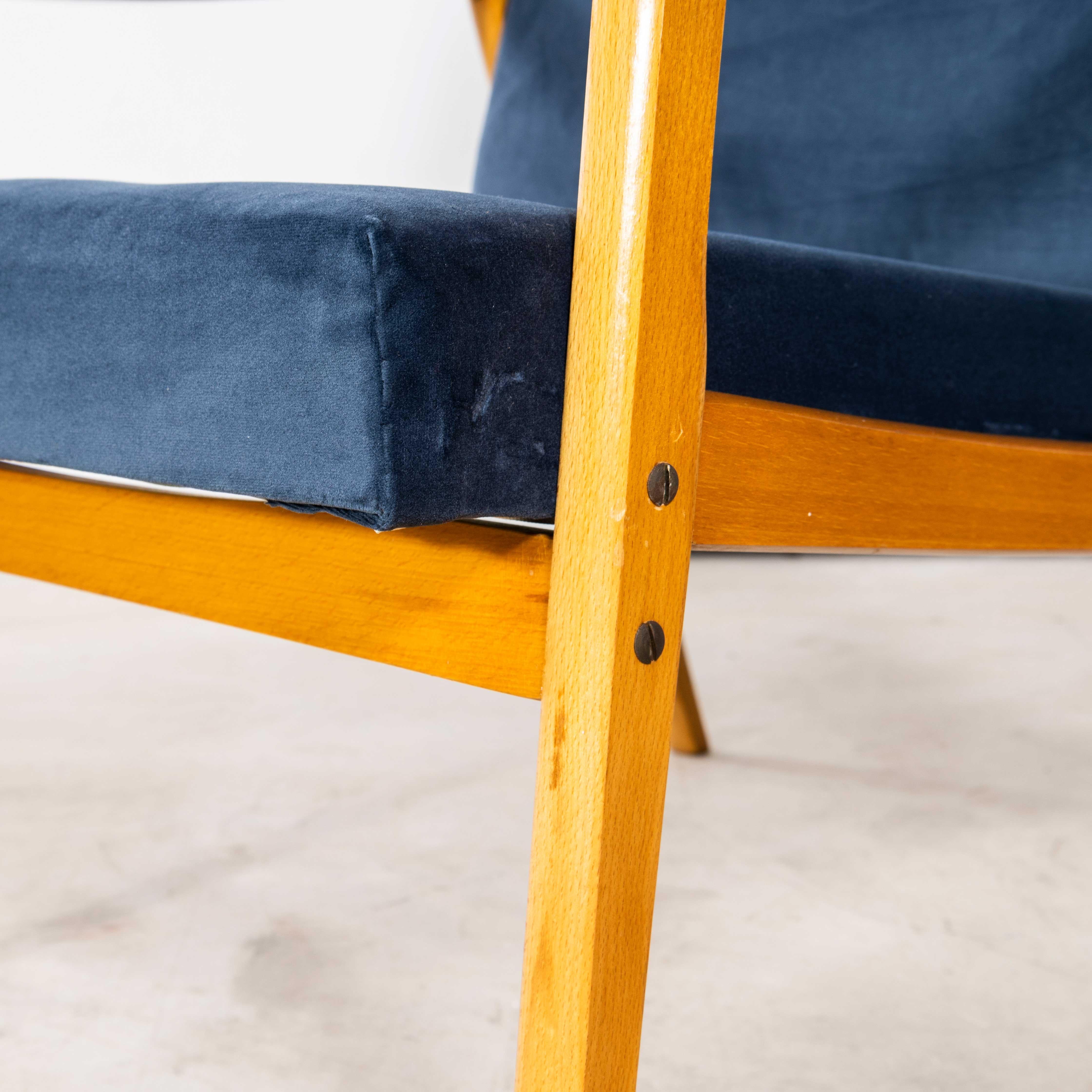 1950's Jaroslav Smidek Original Re-Upholstered Armchairs - Pair In Teal Blue In Good Condition For Sale In Hook, Hampshire