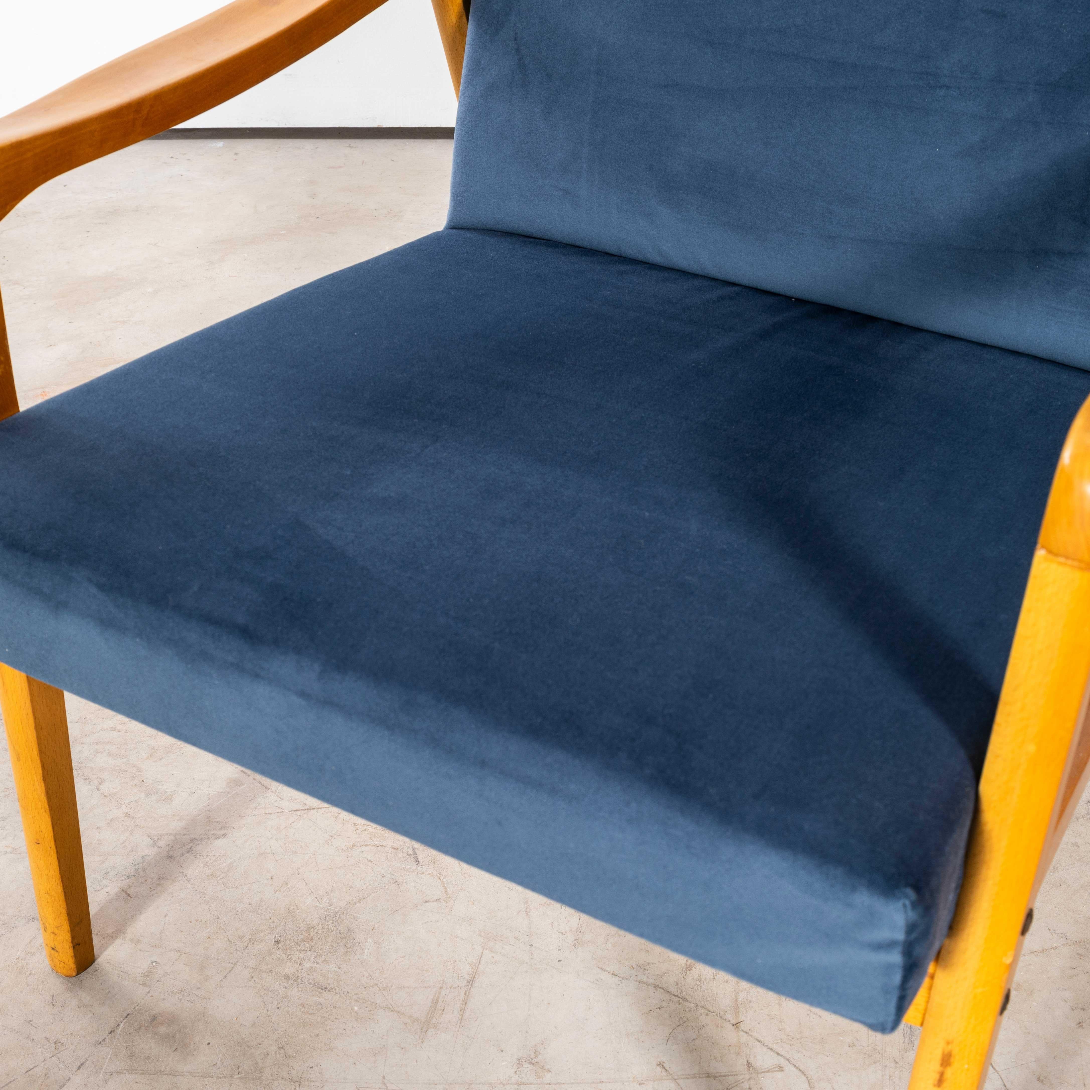 1950's Jaroslav Smidek Original Re-Upholstered Armchairs - Pair In Teal Blue For Sale 2