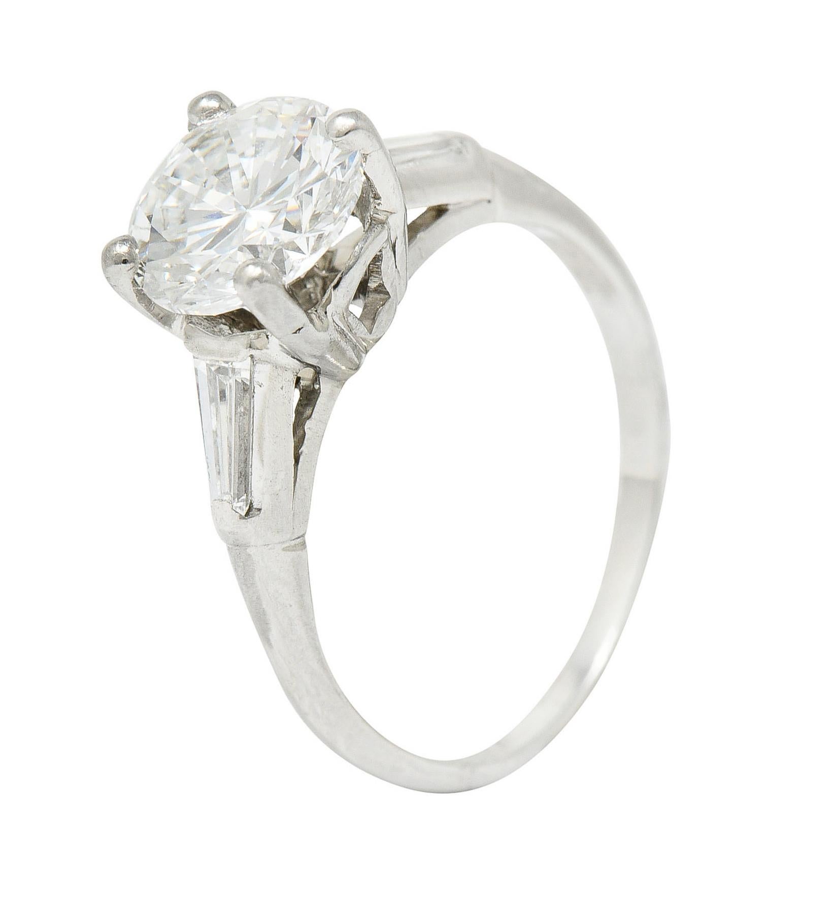 1950's J.E. Caldwell 1.81 Carats Diamond Platinum Three Stone Engagement Ring 6