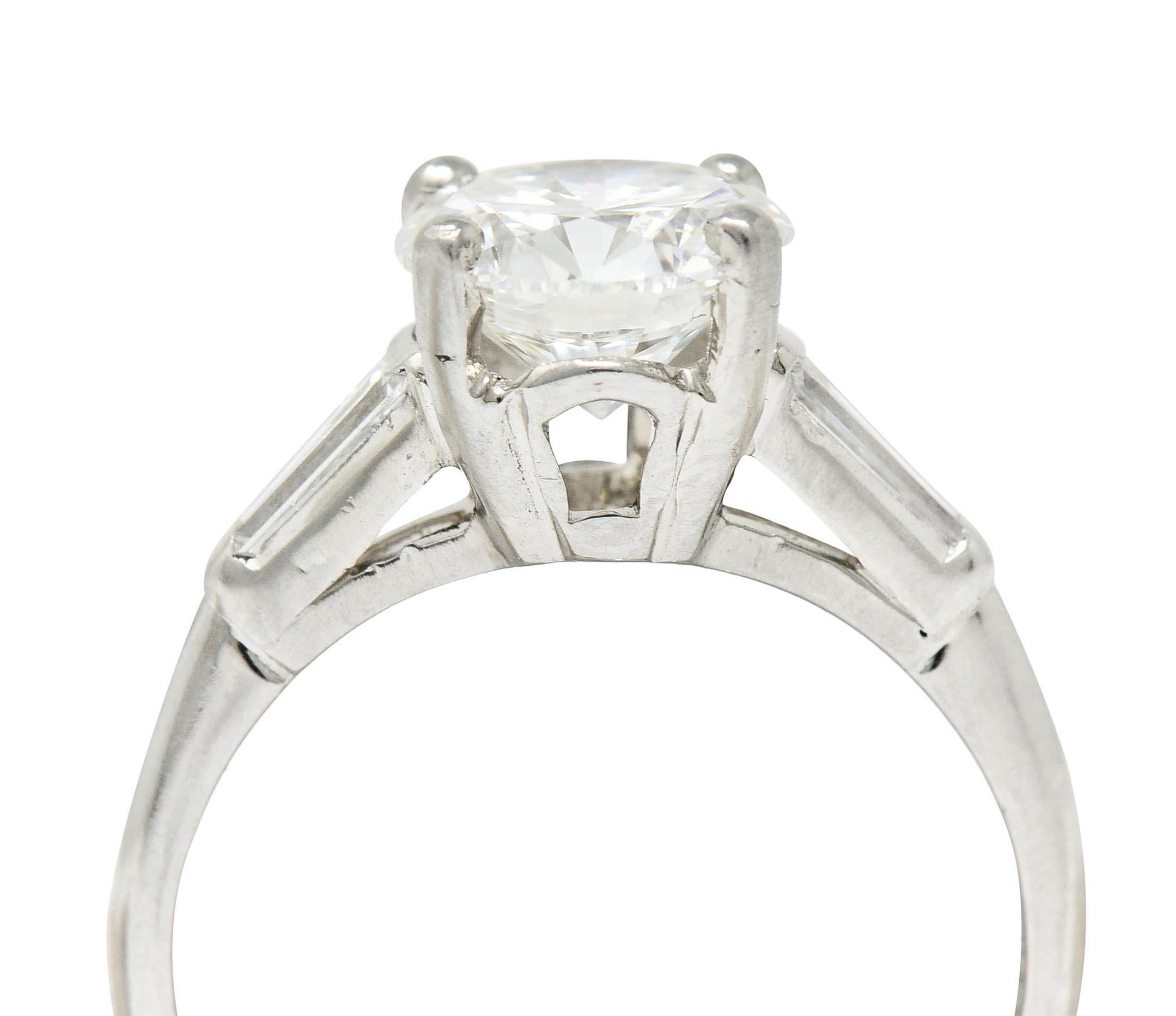 1950's J.E. Caldwell 1.81 Carats Diamond Platinum Three Stone Engagement Ring 7