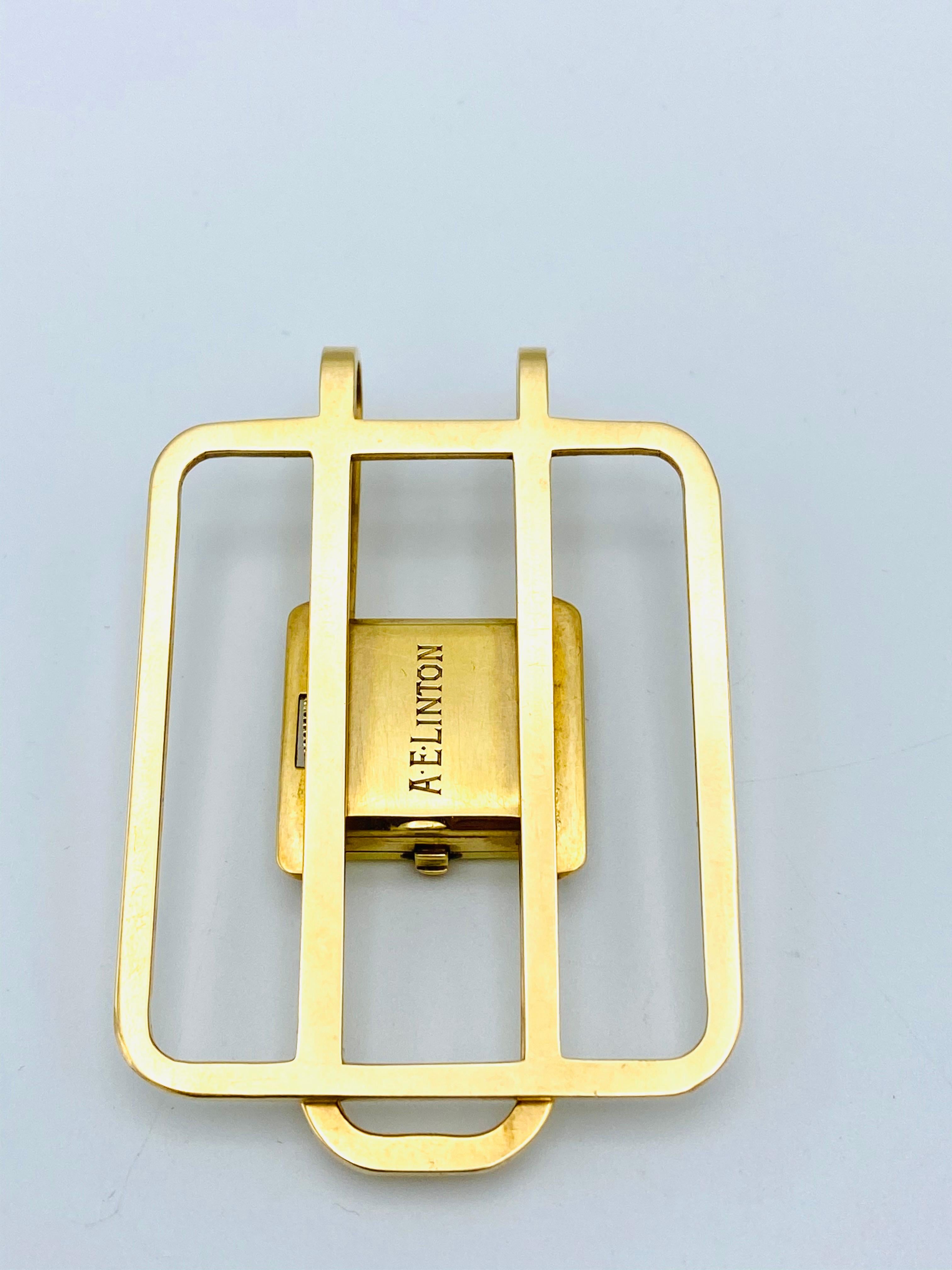 Product details:
Featuring circa 1950s, 14K yellow gold and enamel money clip and watch that was gifted in 1956 as a famed RCA Victor (later, RCA Records) Award of Merit to an RCA sound engineer.
It features the company’s iconic vintage “Nipper”