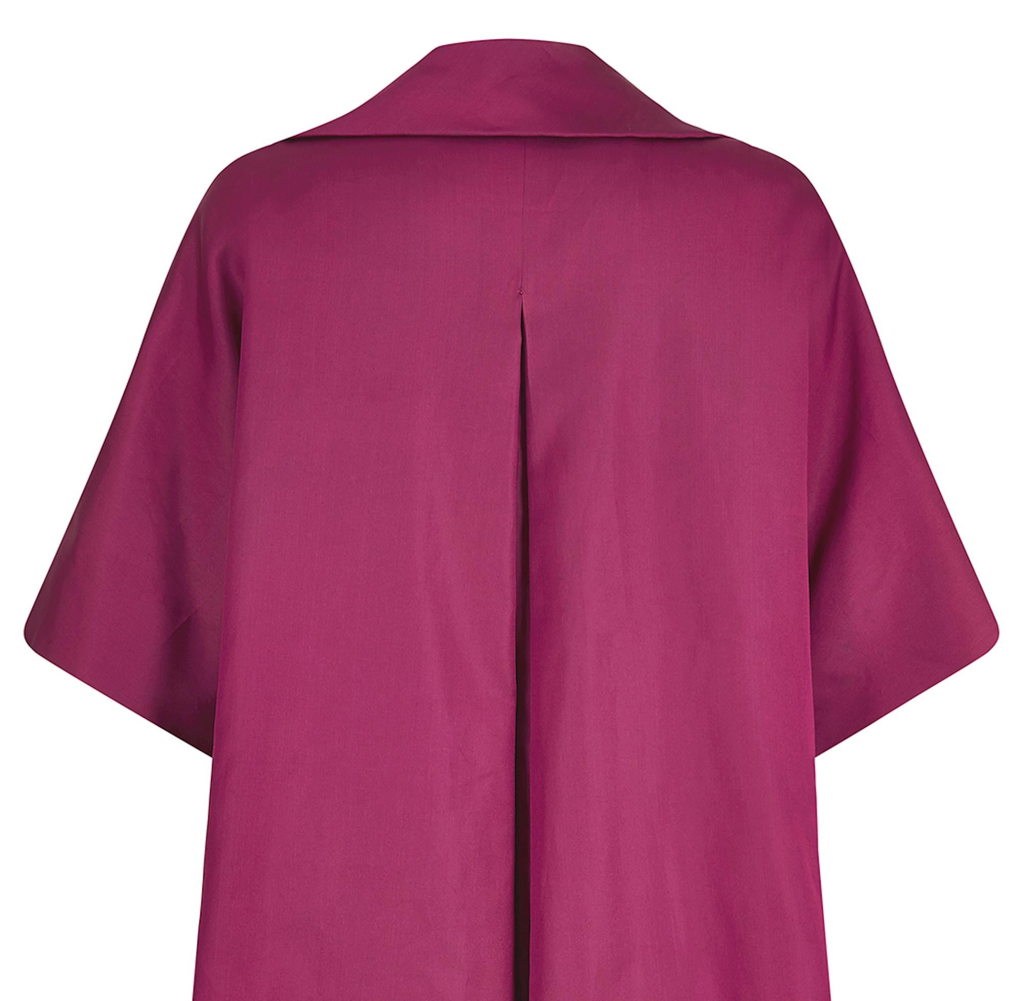 1950s Jean Dessès Haute Couture Silk Mulberry Silk Swing Jacket For Sale 1