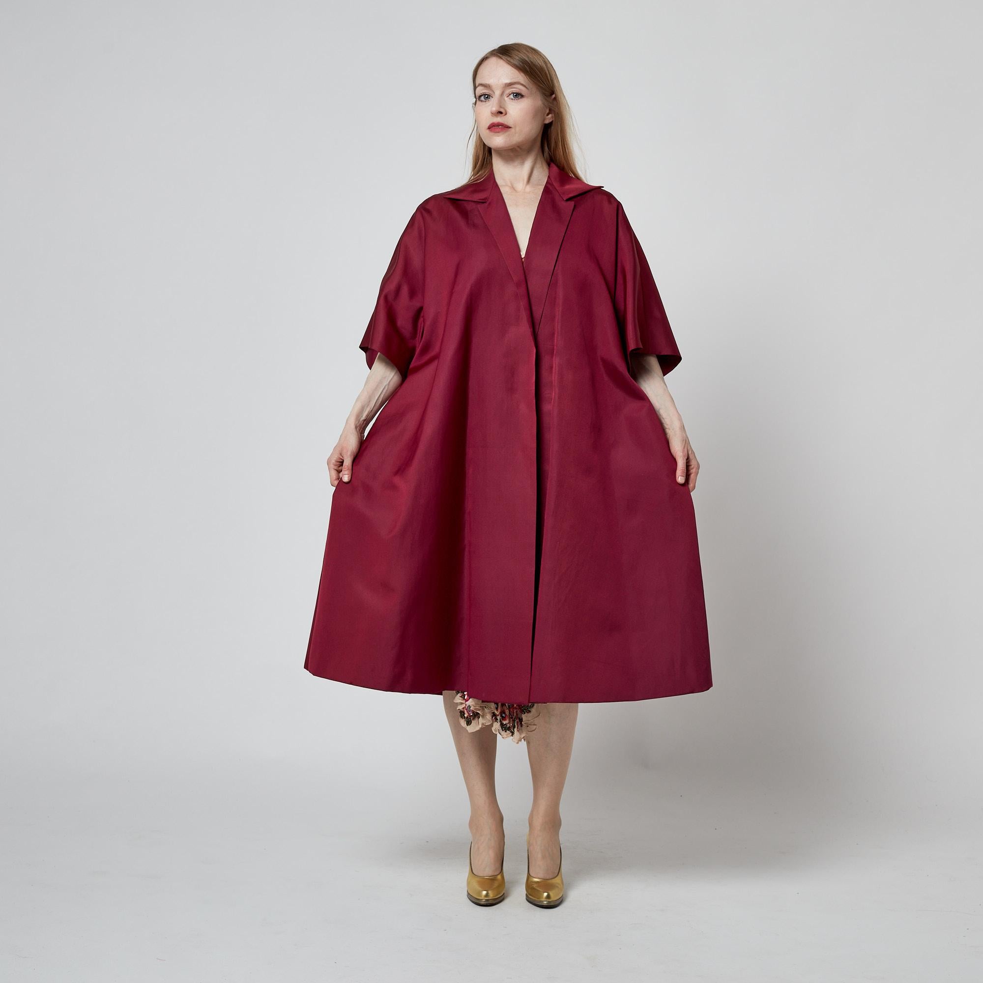 Jean Dessès Haute Couture des années 1950 Veste Swing en soie de mûrier en vente 4