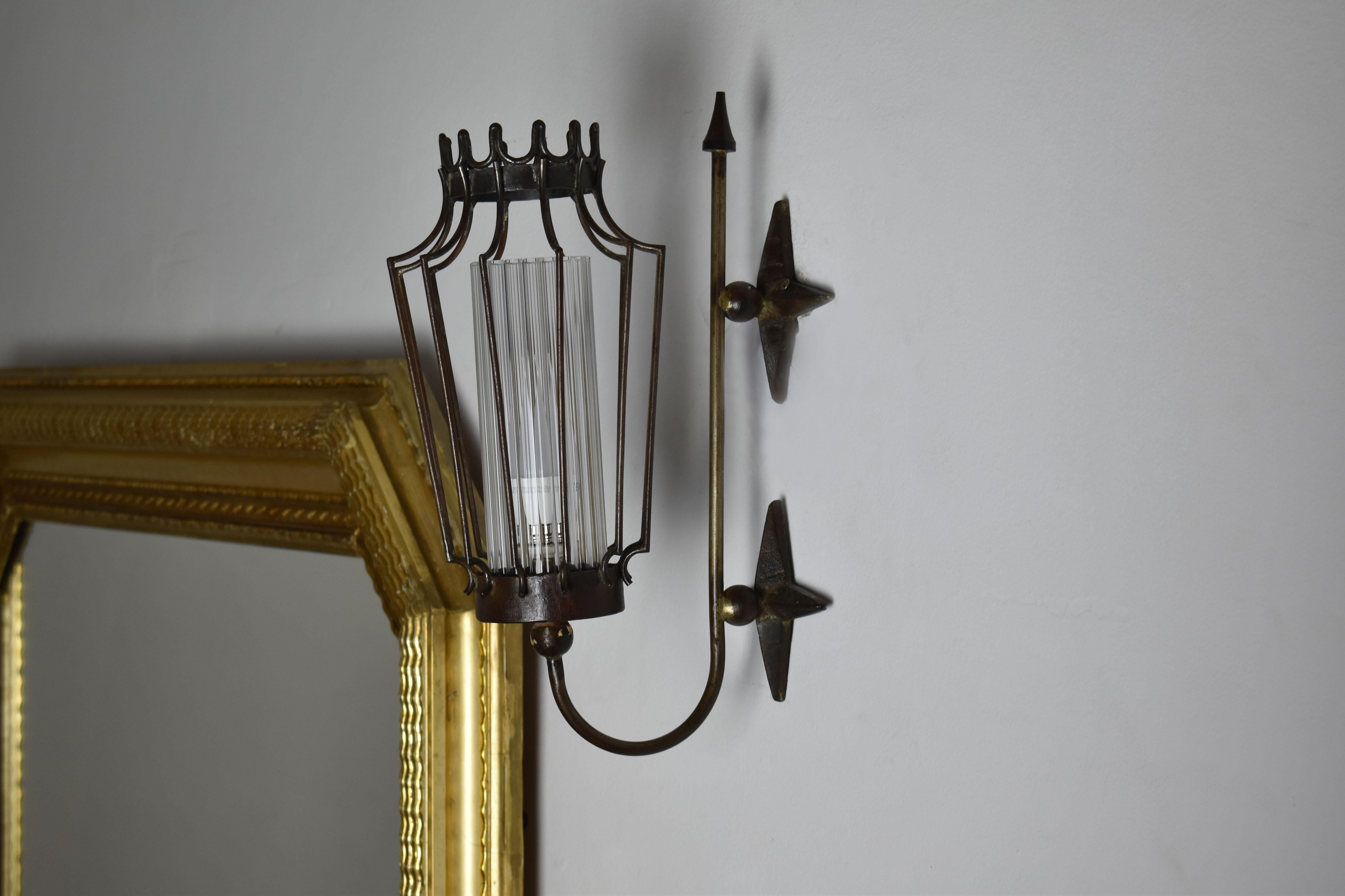 French 1950's Jean Royere Style Iron Sconces 