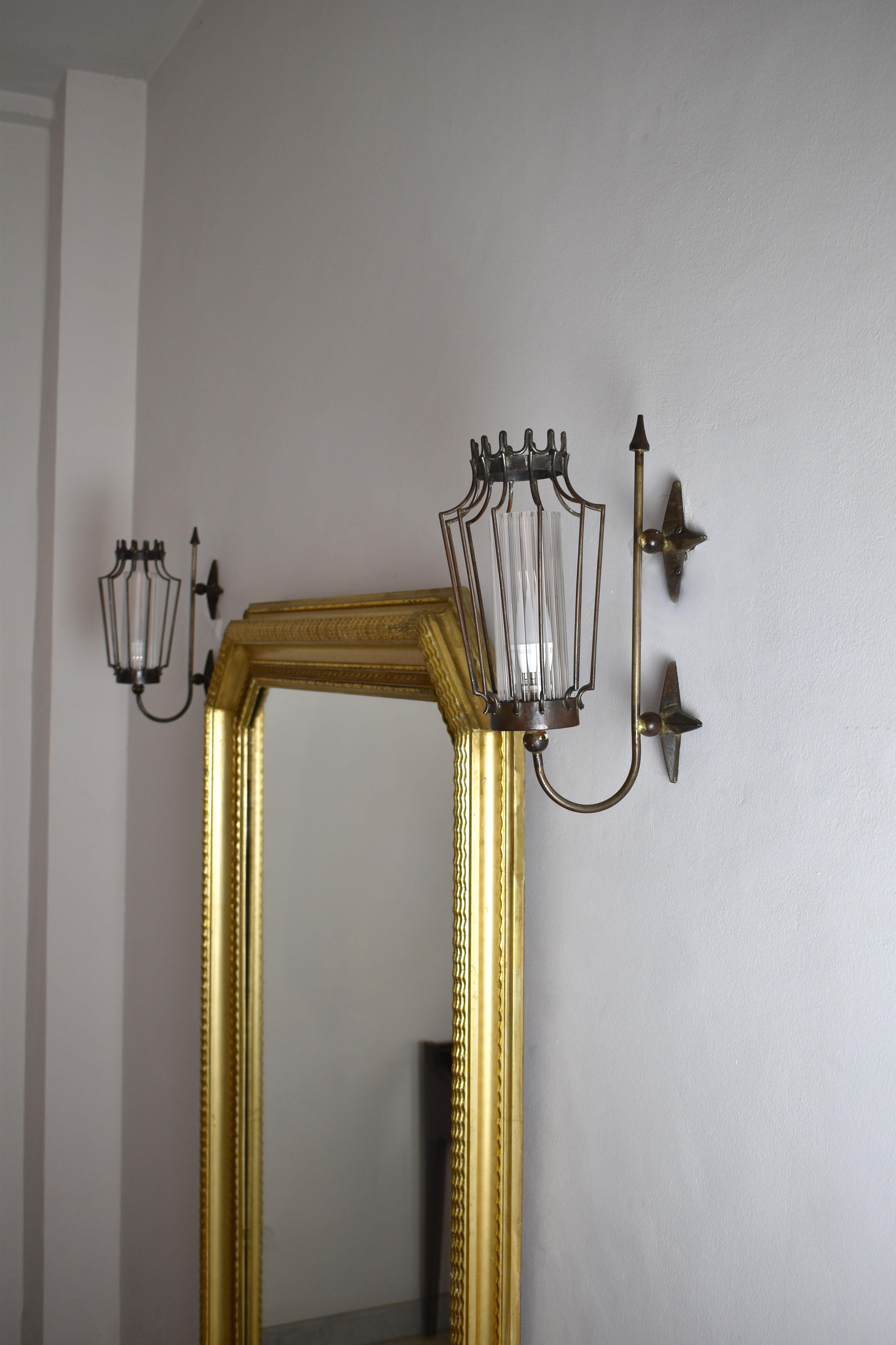 1950's Jean Royere Style Iron Sconces  In Good Condition In Paris, FR
