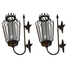 1950's Jean Royere Style Iron Sconces