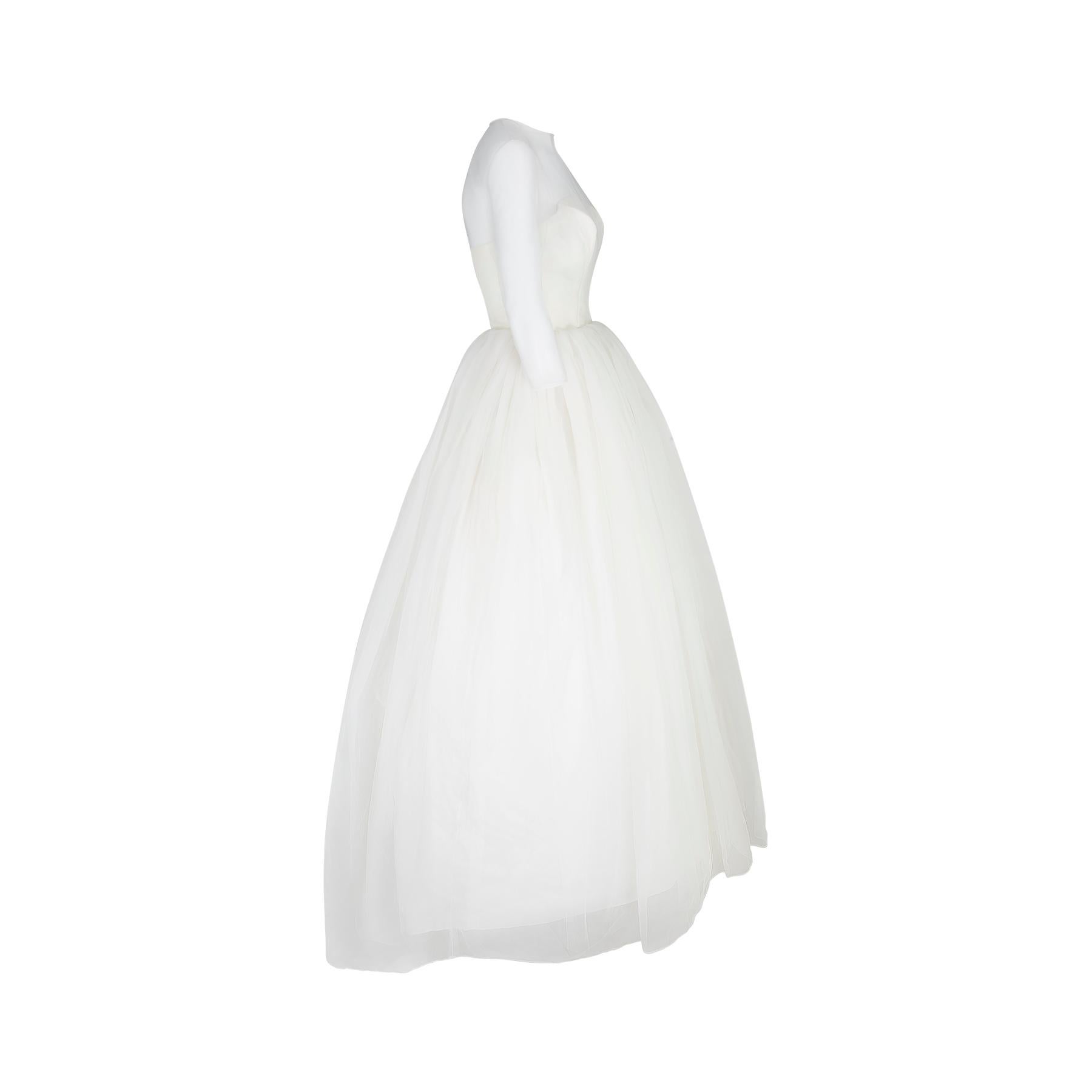 1950er Jean Varon Georgette-Hochzeitskleid (Grau)