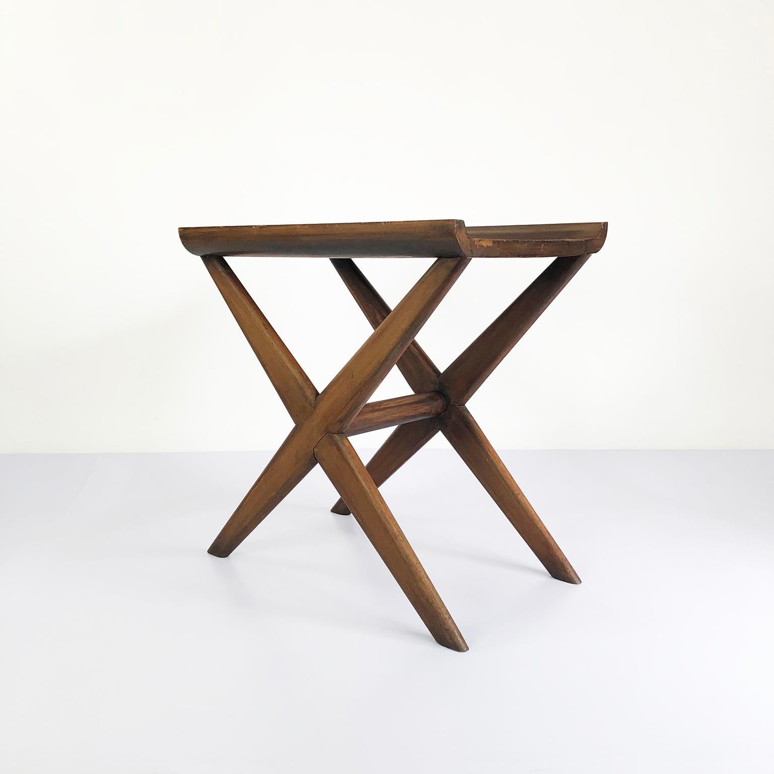 Circa 1950, We offer this rare end table in mahogany wood, the lines and style its similar to Pierre Jeanneret designs.