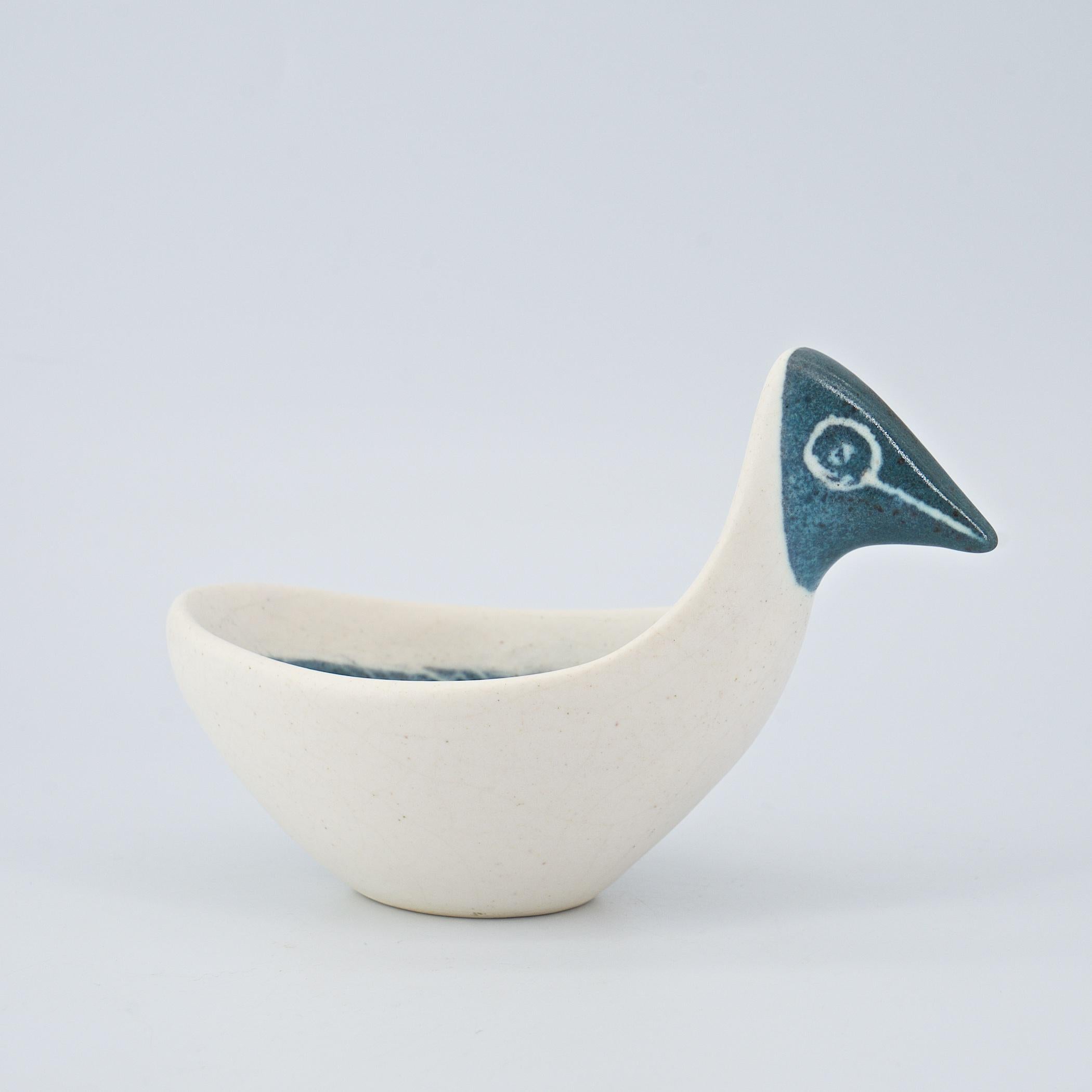 Mid-Century Modern 1950s Ackerman Rare Early Porcelain Bird Bowl California Modern Design Icon