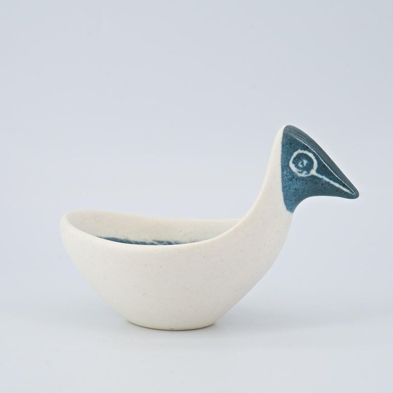 Mid-Century Modern 1950s Ackerman Rare Early Porcelain Bird Bowl California Modern Design Icon For Sale