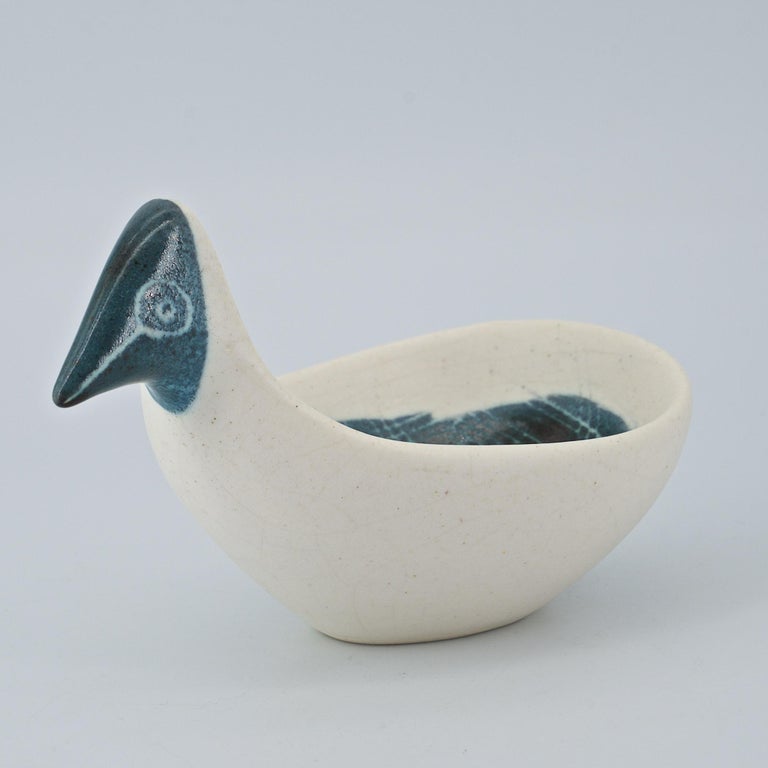 American 1950s Ackerman Rare Early Porcelain Bird Bowl California Modern Design Icon For Sale