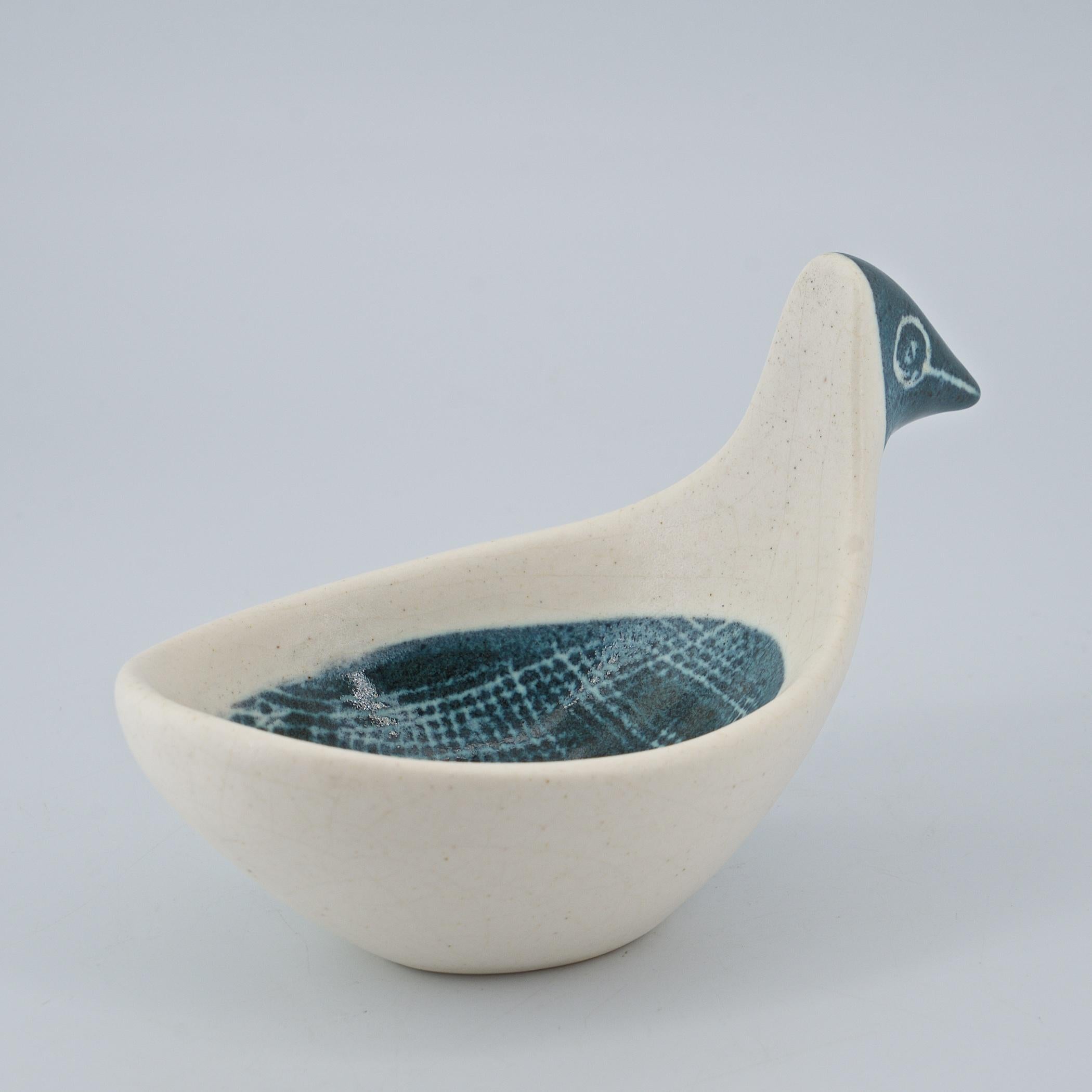 Mid-20th Century 1950s Ackerman Rare Early Porcelain Bird Bowl California Modern Design Icon