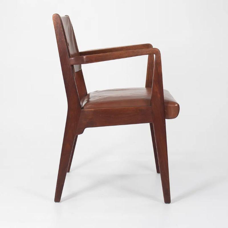 1950s Jens Risom C-106 Walnut Arm Chair in Original Brown Leather 3x Available For Sale 3