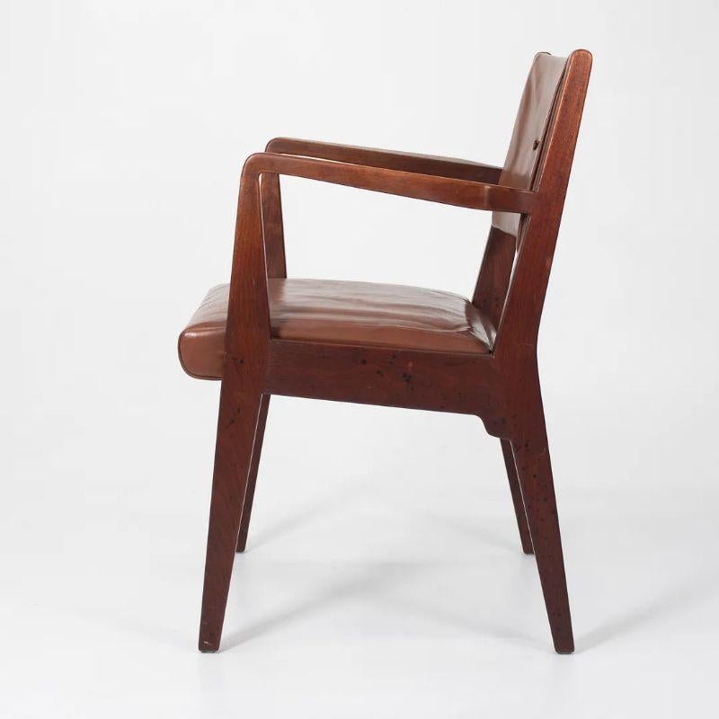 Upholstery 1950s Jens Risom C-106 Walnut Arm Chair in Original Brown Leather 3x Available For Sale