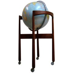 1950s Jens Risom Designed Sculptural Walnut Standing Floor Globe, USA