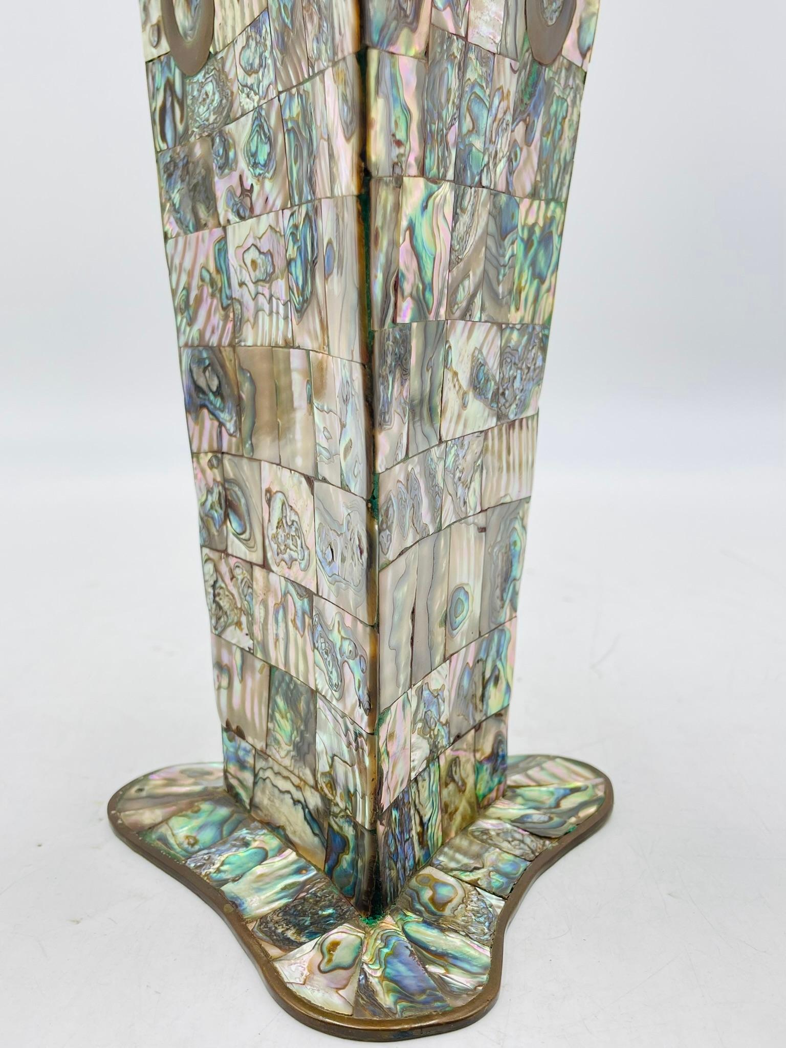 1950s Jeronimo Fuentes Abalone & Wood Inlay Toucan Pitcher, Taxco Mexico For Sale 9