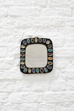 Miroir en céramique de couleur Jewell des années 1950 attribué à Mithé Espelt