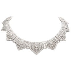 1950s Jewels Deco Diamond Choker Platinum Necklace