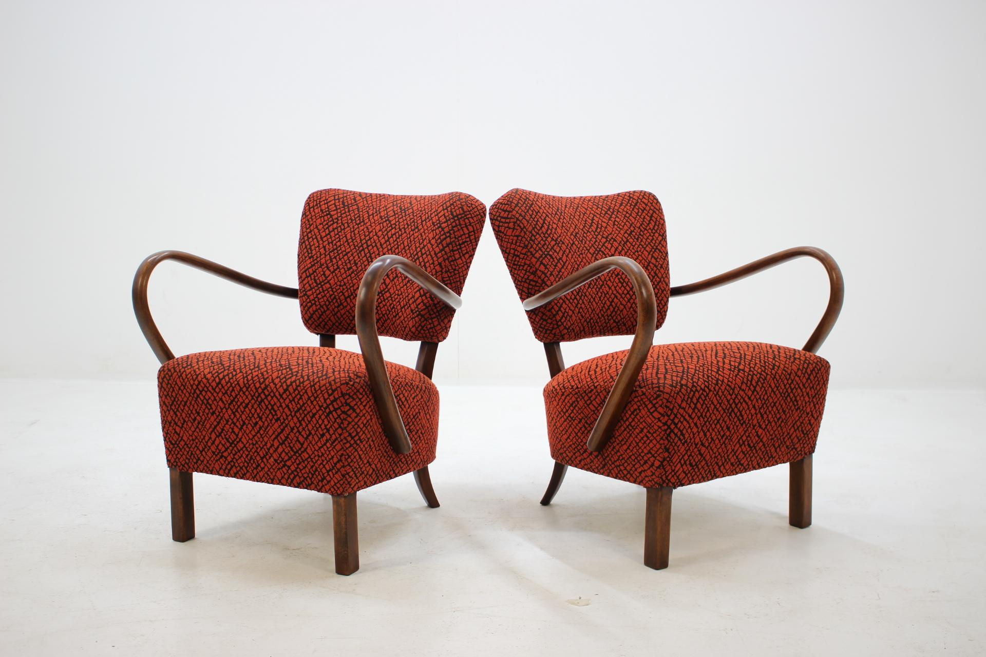Mid-Century Modern 1950s J. Halabala Lounge Chair H-237, Set of 2