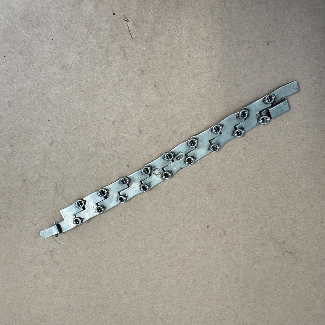 Mexican 1950s JHP Metales Casados Chain Link Bracelet Taxco Mexico For Sale