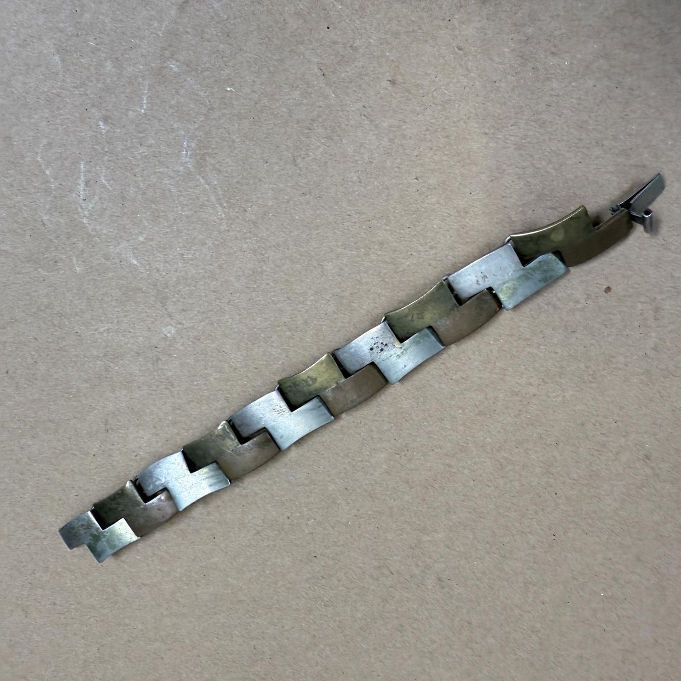 20th Century 1950s JHP Metales Casados Chain Link Bracelet Taxco Mexico For Sale