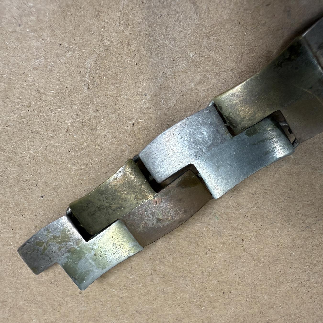 Sterling Silver 1950s JHP Metales Casados Chain Link Bracelet Taxco Mexico For Sale