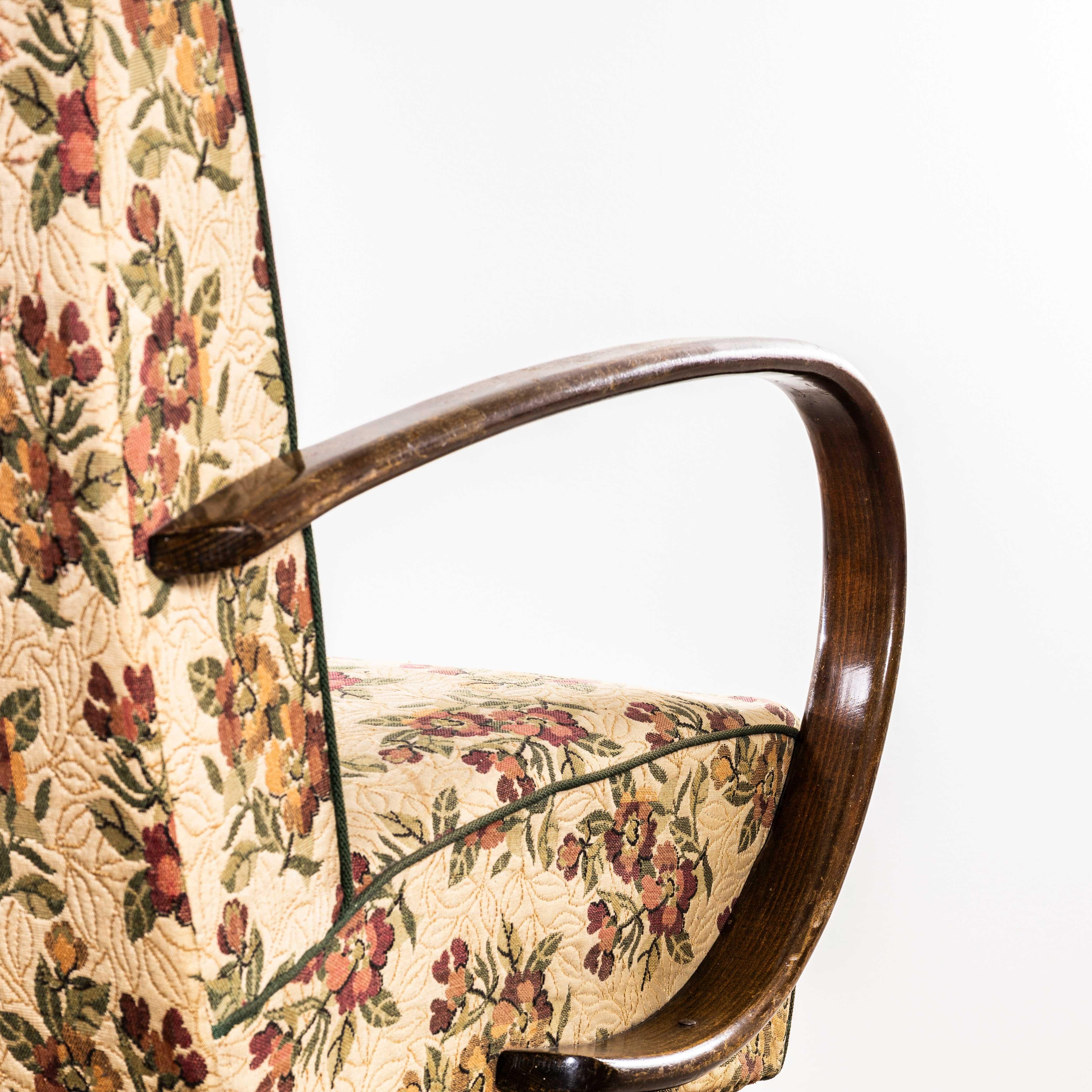 1950’s Jindrich Halabala Armchairs In Original Bold Floral Jacquard Fabric For Sale 2