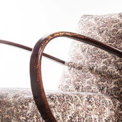 1950’s Jindrich Halabala Armchairs In Original Floral Jacquard Fabric