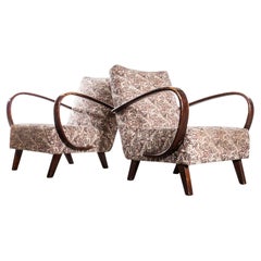 1950’s Jindrich Halabala Armchairs In Original Floral Jacquard Fabric