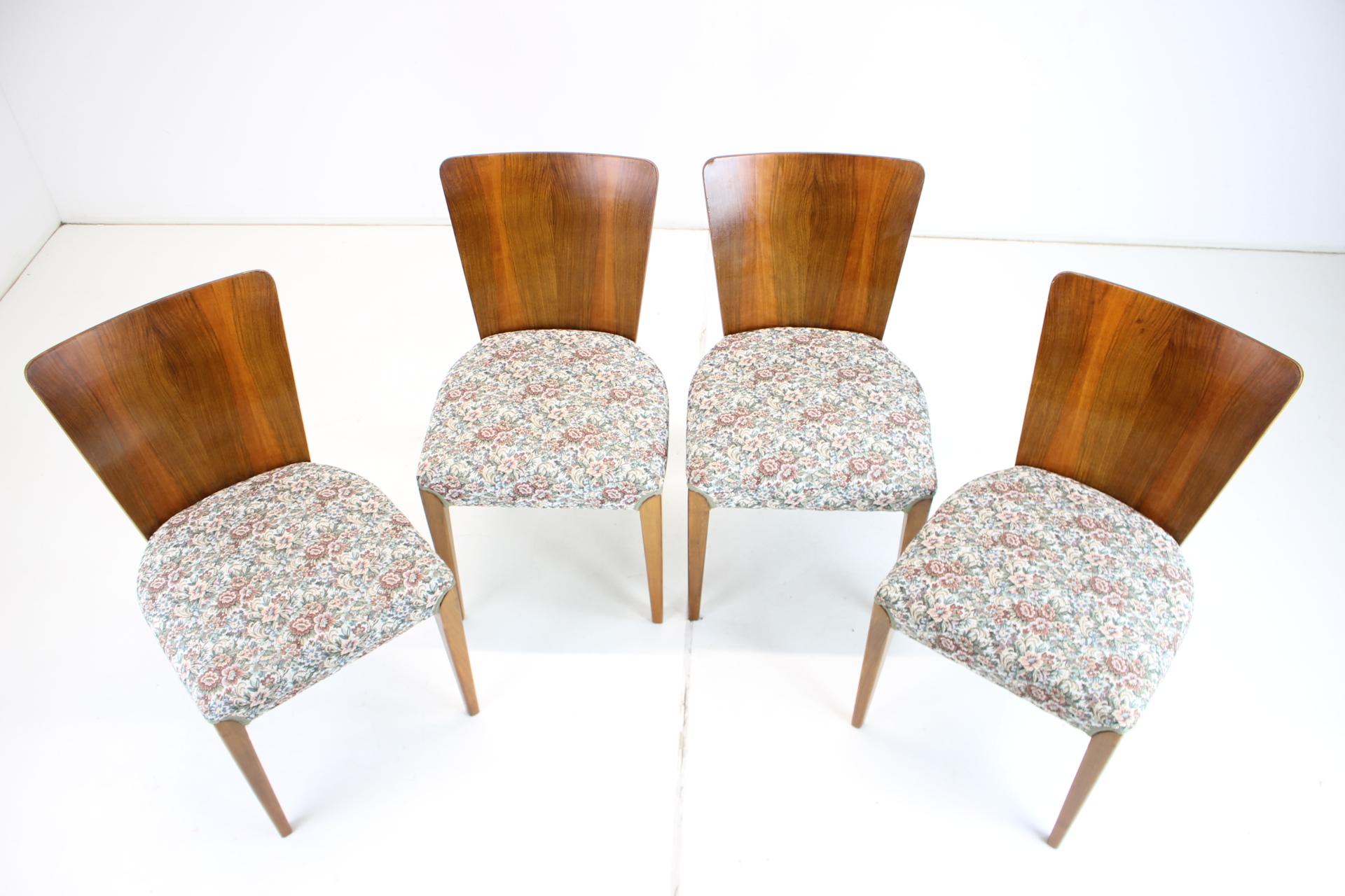 Mid-Century Modern 1950s  Jindrich Halabala Dining Chairs H-214 for UP Závody, Set of 4  For Sale