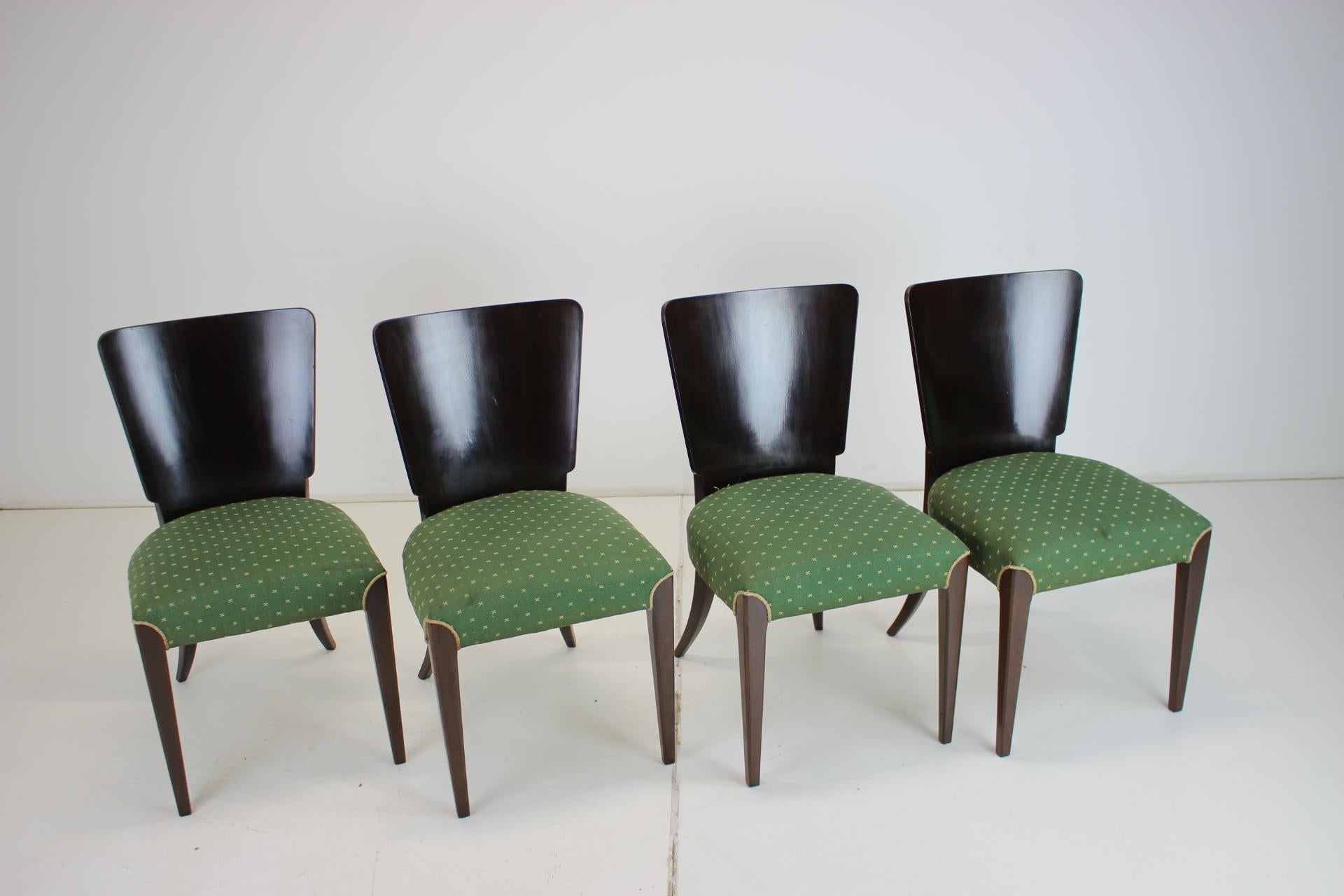 Mid-Century Modern 1950s  Jindrich Halabala Dining Chairs H-214 for UP Závody, Set of 4  For Sale