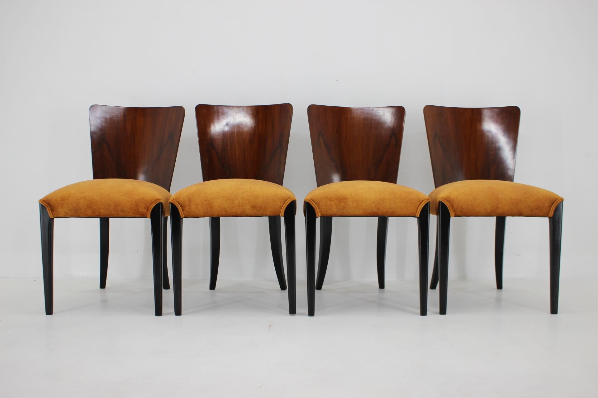 Czech 1950s Jindrich Halabala Dining Chairs H-214 for UP Závody, Set of 4 For Sale