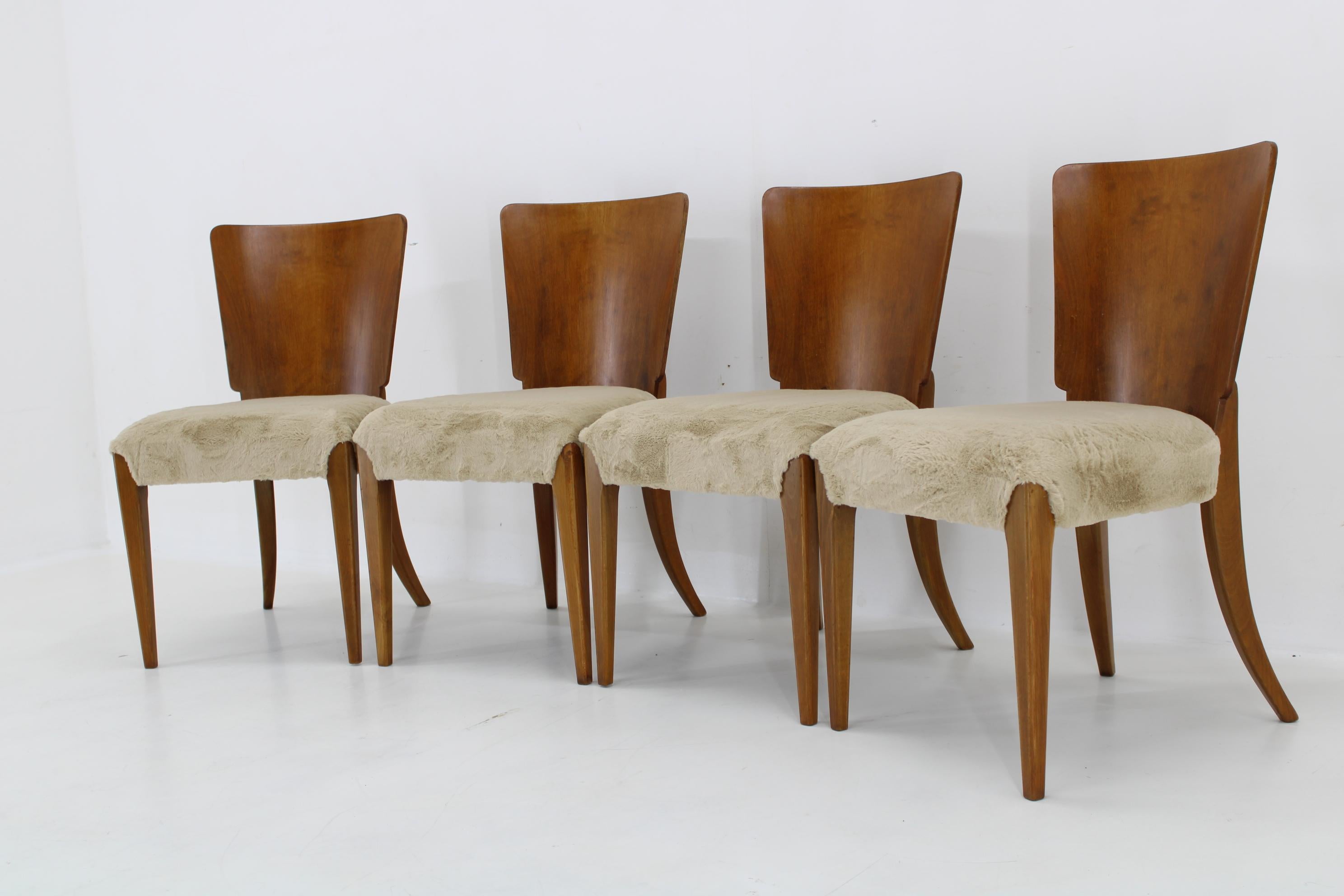 Czech 1950s  Jindrich Halabala Dining Chairs H-214 for UP Závody, Set of 4  For Sale