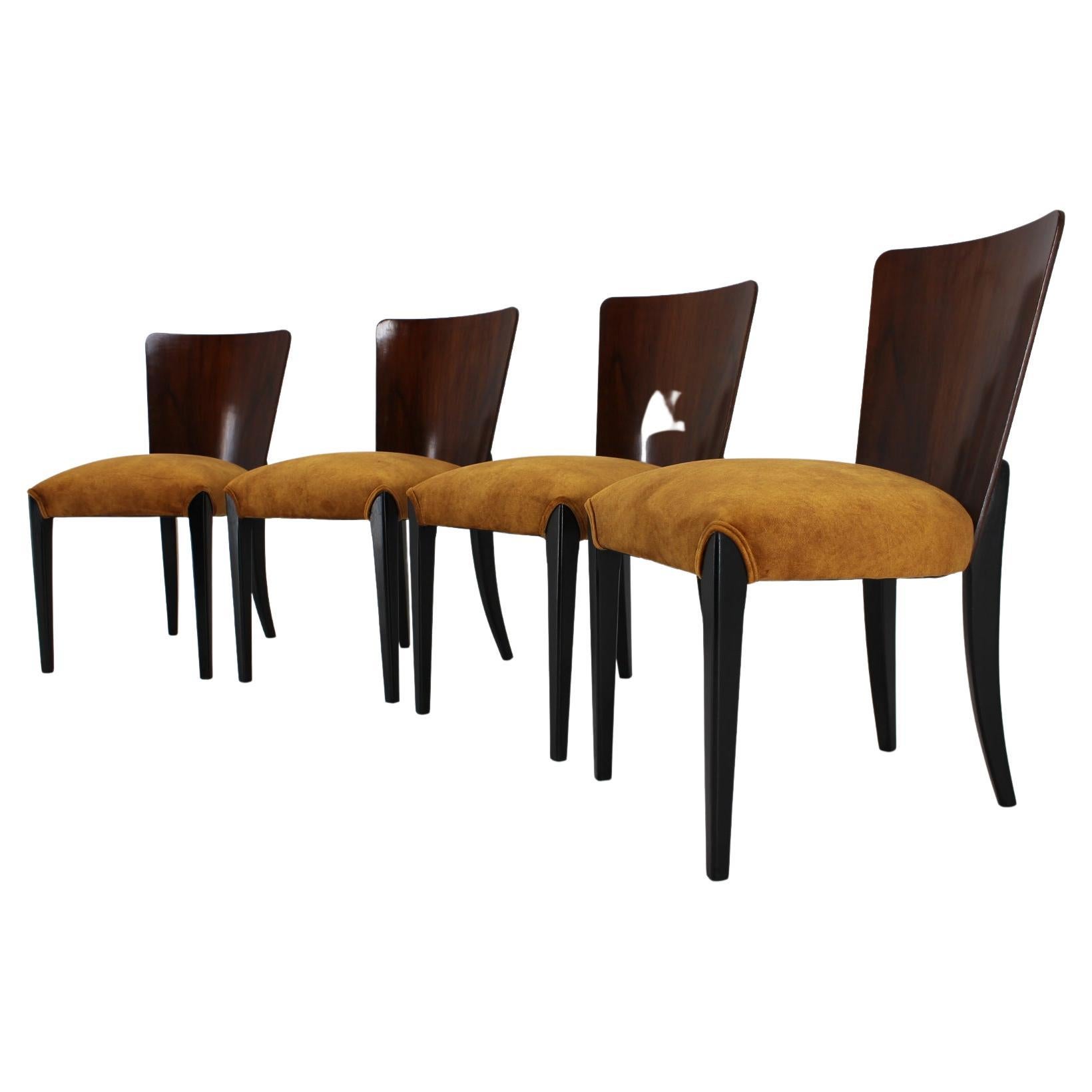 1950s Jindrich Halabala Dining Chairs H-214 for UP Závody, Set of 4 For Sale