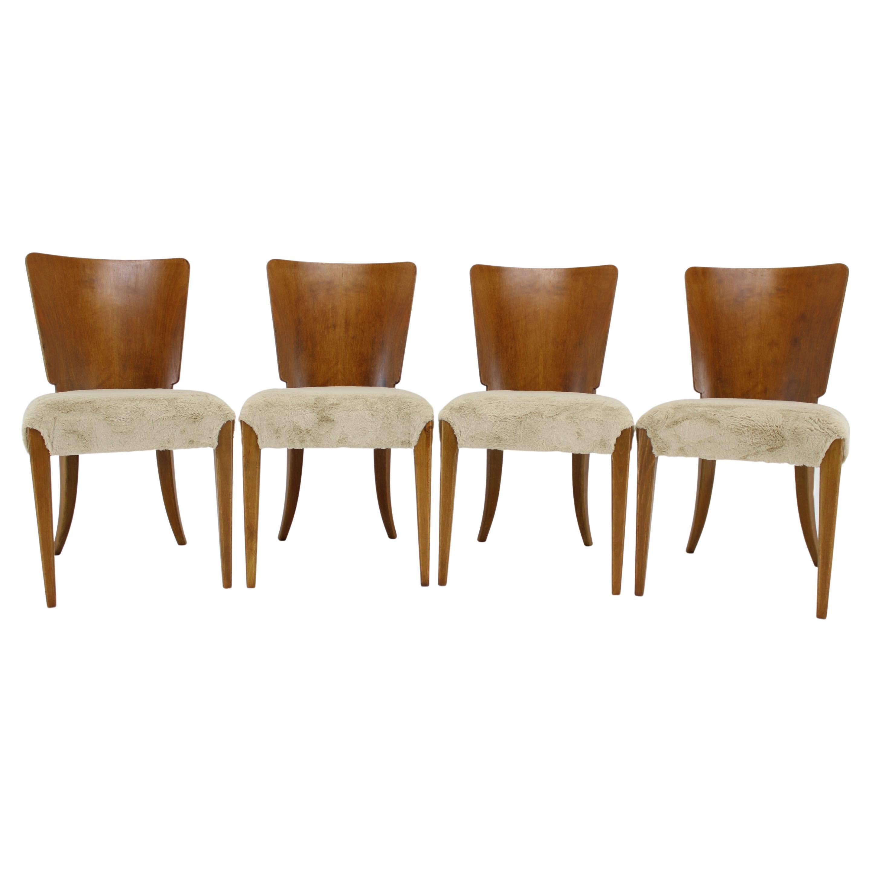 1950s  Chaises de salle à manger Jindrich Halabala H-214 pour Up Závody, lot de 4 